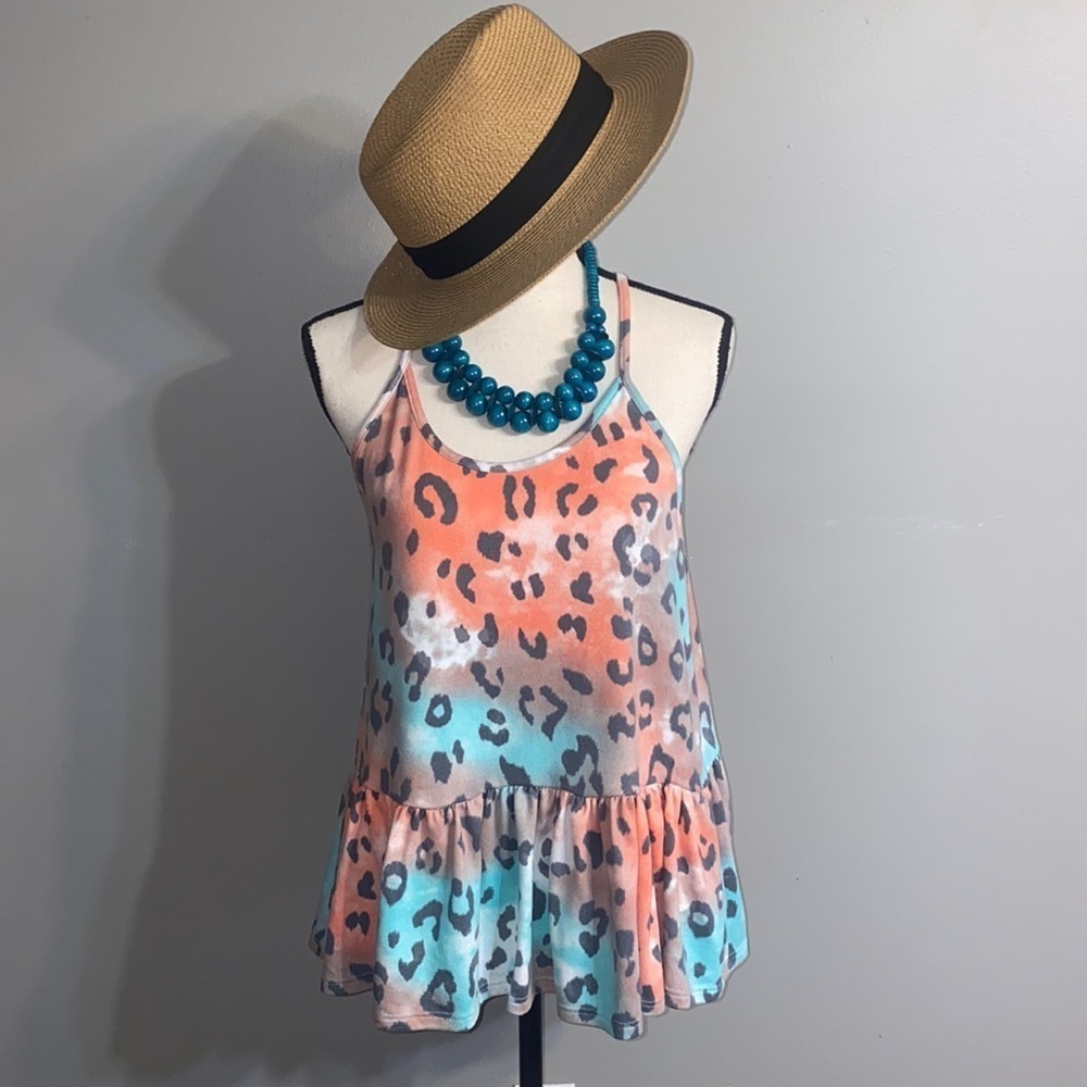 Multicolor Cheetah Print Ruffled Tank